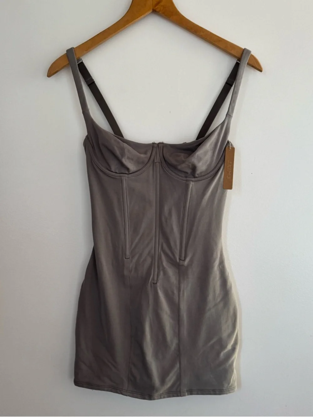SKIMS Cotton Corset Dress - Charcoal - Picture 1 of 5